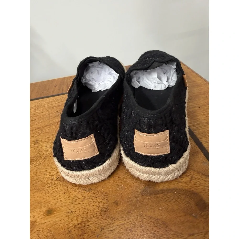 Toms Women's 6 Shoes Slip on Espadrille 10021938 Black Crochet Lace Sneakers